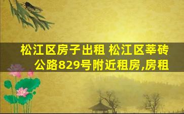 松江区房子出租 松江区莘砖公路829号附近租房,房租